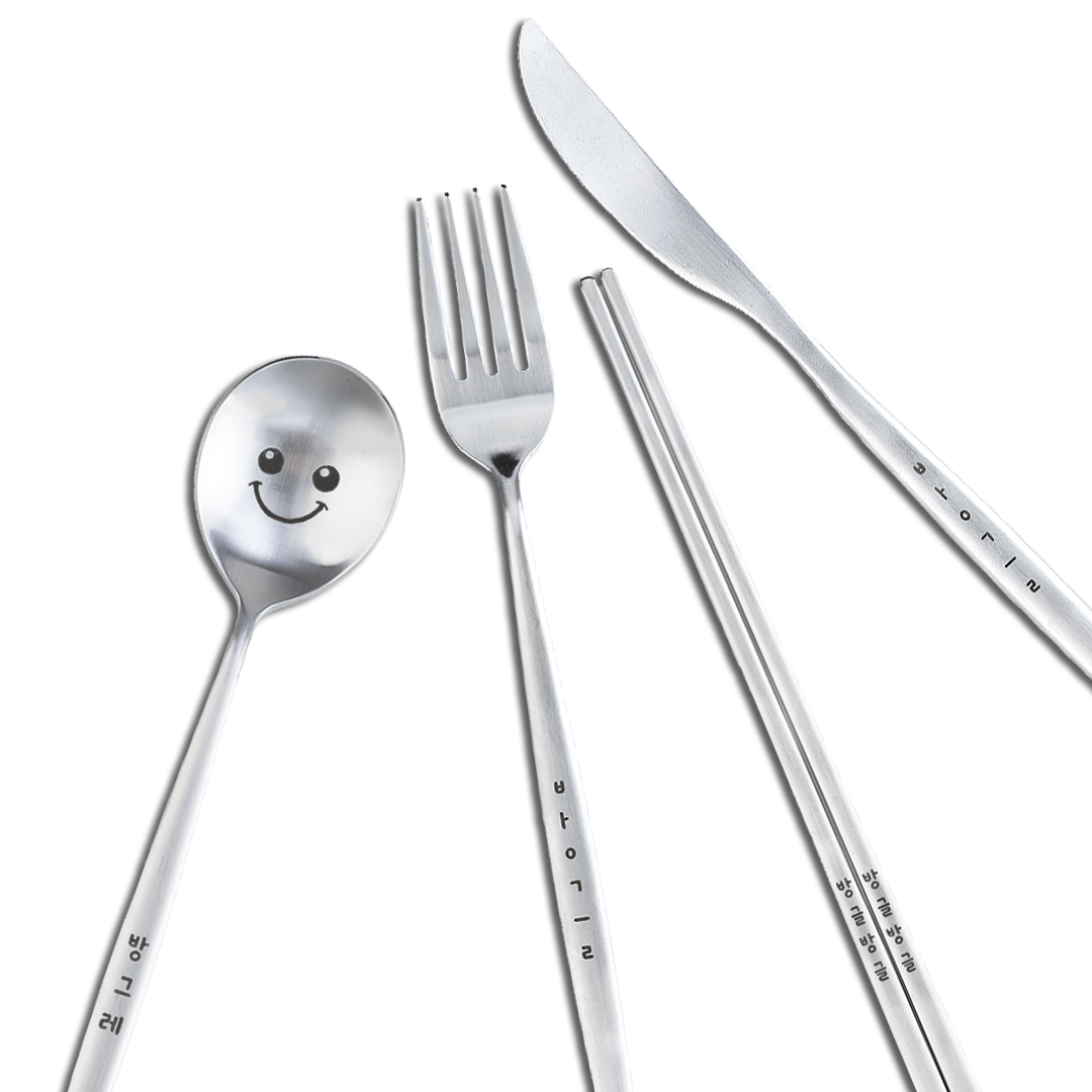 Cheerful Face Korean Cutlery Set