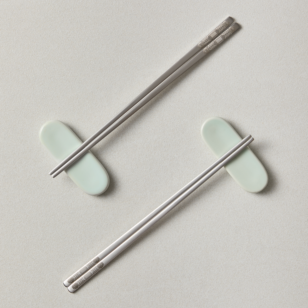 Matte Silver 2 Pair Korean Chopsticks set