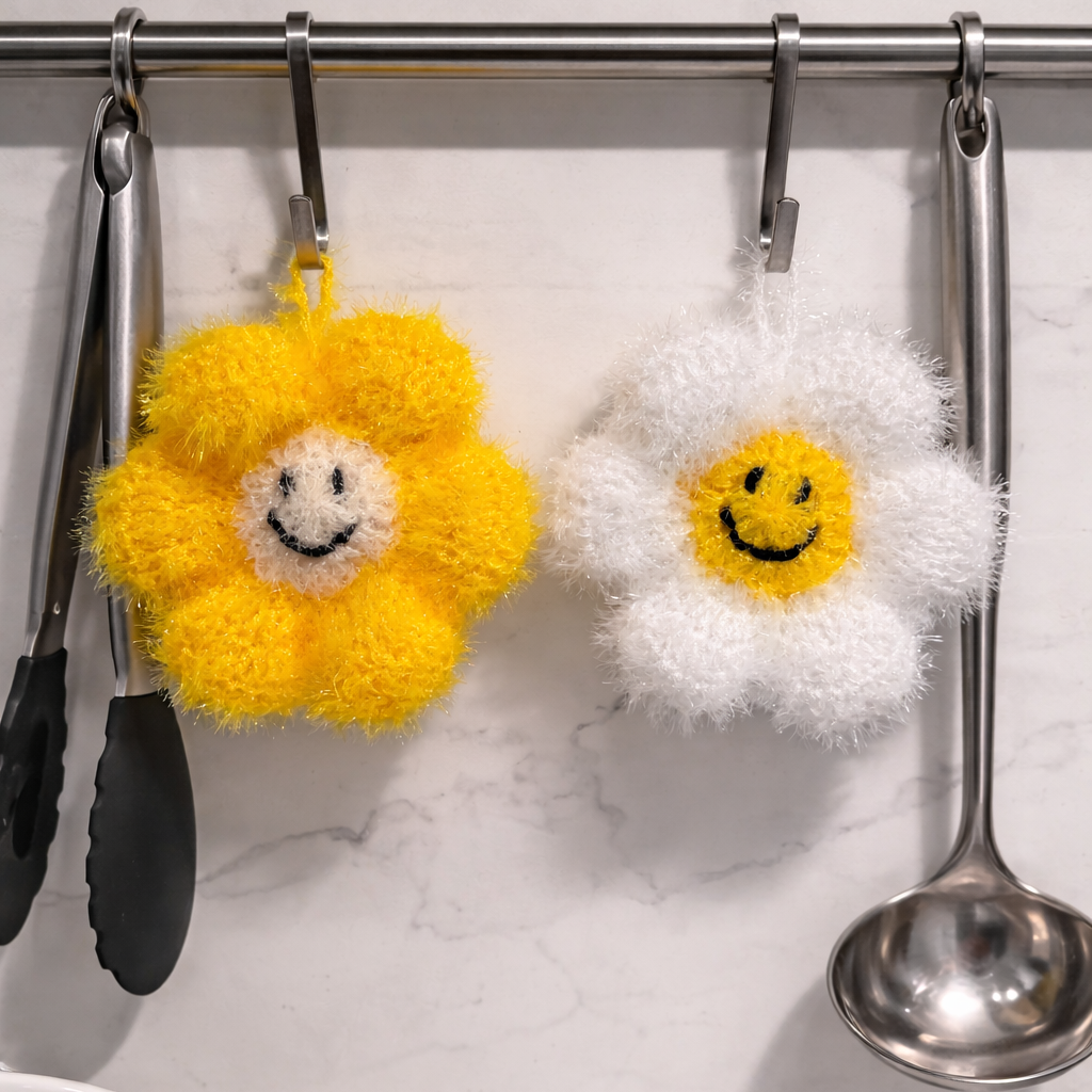 Smiley Flower Handmade Puff Sponge(Set of 2)