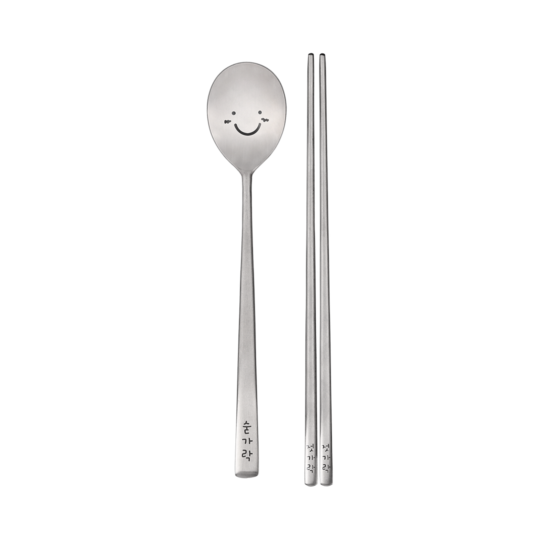 happy face spoon and chopsticks