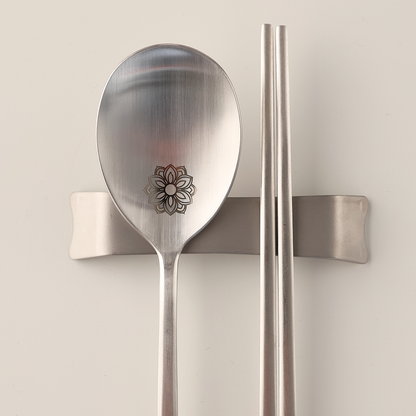 [New]Korean Flower Stainless Steel Spoon & Chopsticks Set