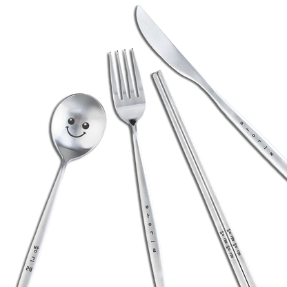Cheerful Face Korean Cutlery Set