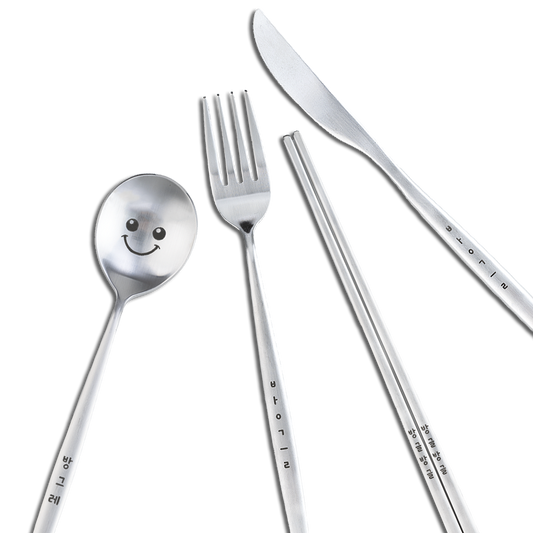 Cheerful Face Korean Cutlery Set
