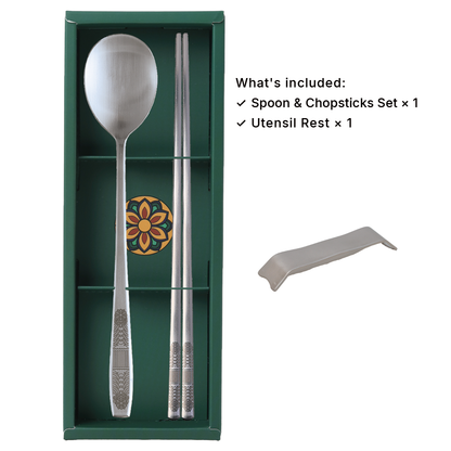 Korean Dancheong Spoon & Chopsticks 1 Person Gift Set
