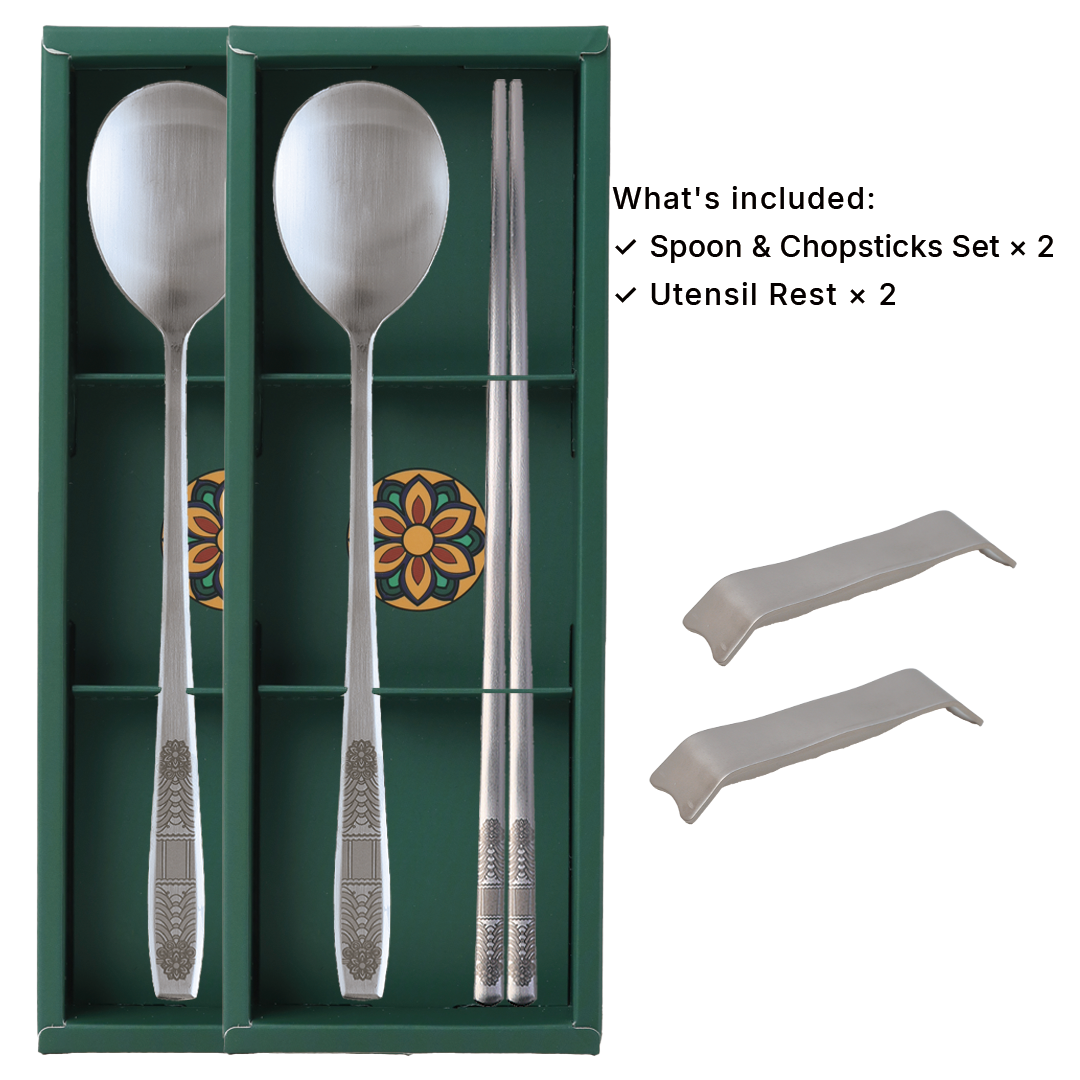 Korean Dancheong Spoon & Chopsticks 2 Person Gift Set
