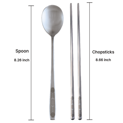 Korean Dancheong Stainless Steel Spoon & Chopsticks Set