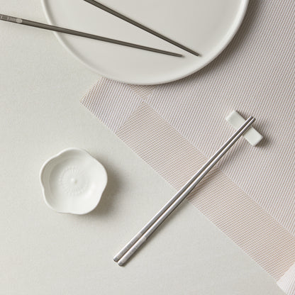 Glossy Silver 2 Pair Korean Chopsticks set