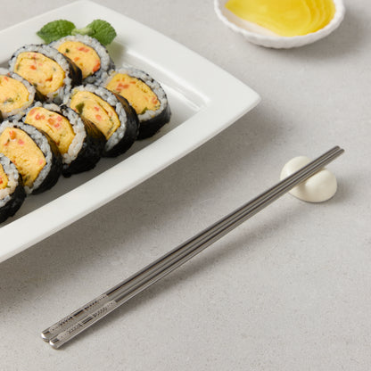 Glossy Silver 2 Pair Korean Chopsticks set