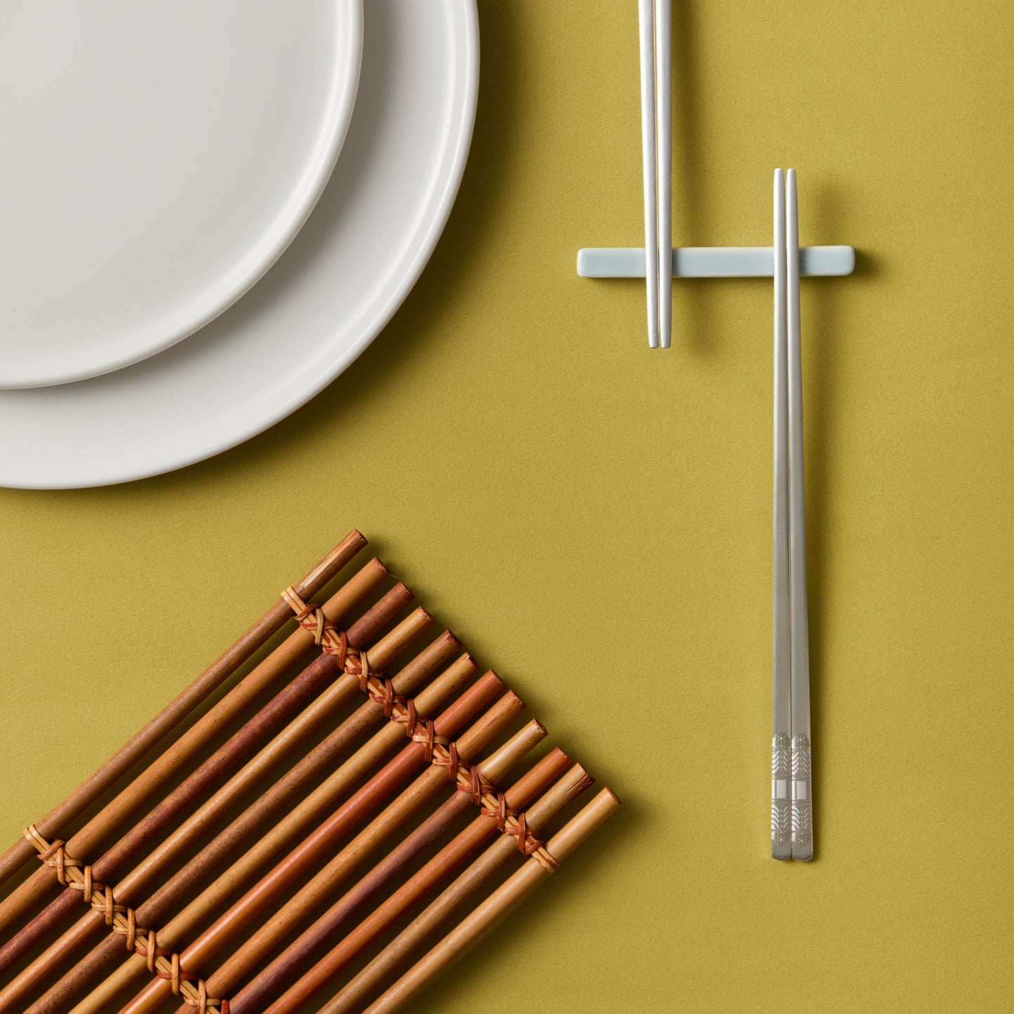 Matte Silver 2 Pair Korean Chopsticks set