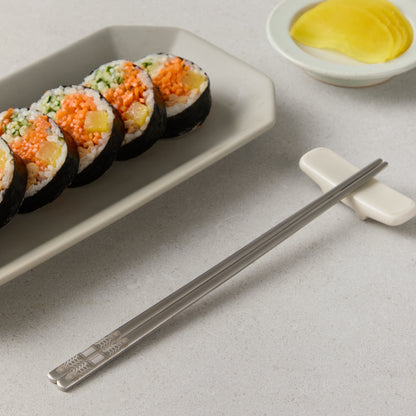 Matte Silver 2 Pair Korean Chopsticks set