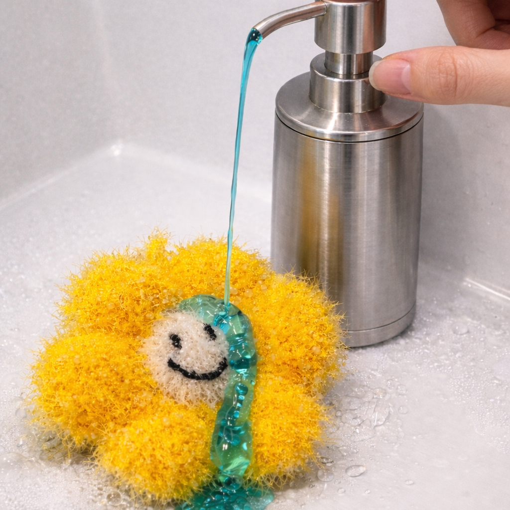 Smiley Flower Handmade Puff Sponge(Set of 2)