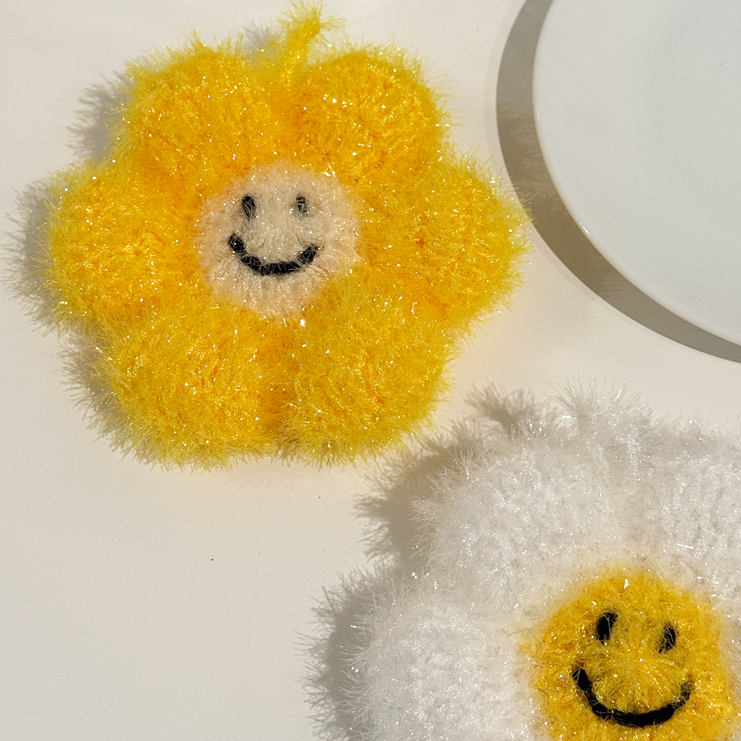 Smiley Flower Handmade Puff Sponge(Set of 2)