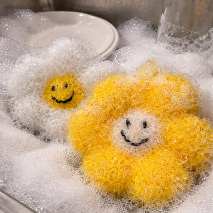 Smiley Flower Handmade Puff Sponge(Set of 2)